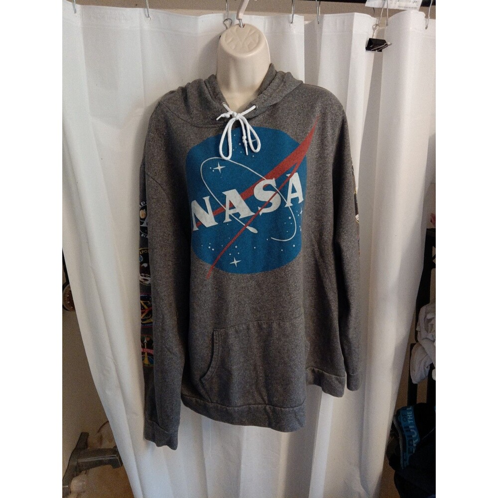 NASA Buzz Aldrin Hoodie Gray Pullover Sweatshirt XL